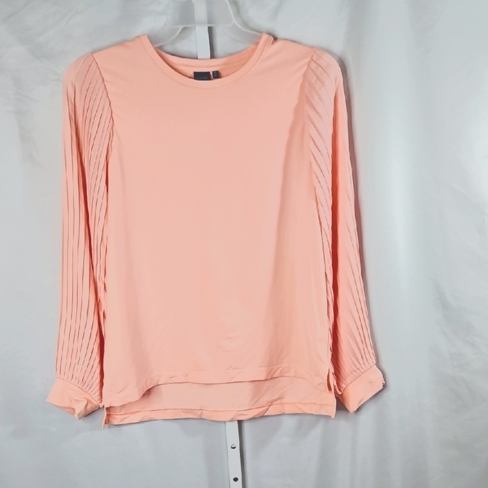 Kaari Blue Orange Pink Boxy Long Sleeve Pleated Shirt Size Medium